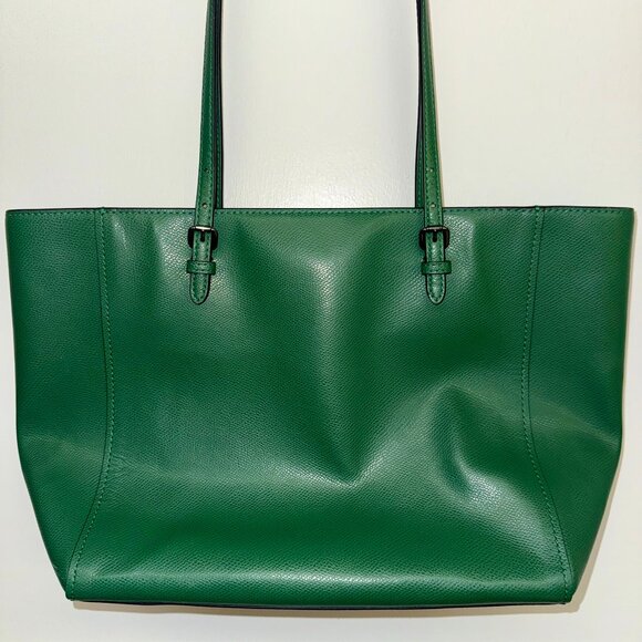 NWOT Coach Green Crossgrain Leather Turnlock Tote Bag - Picture 4 of 7